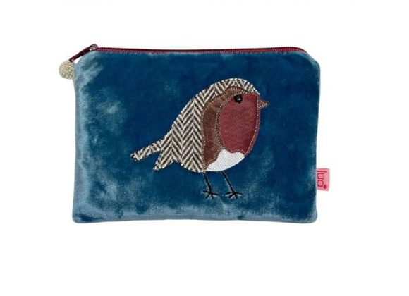 Teal Silk Velvet Robin Purse by Lua