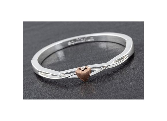 Polished Two Tone Heart Bangle by Equilibrium