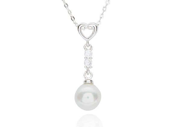 Pearl Heart Silver Plated Necklace by Equilibrium