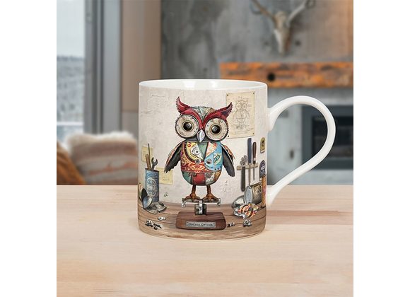 Bug Art Scrap Owl Fine China Mug