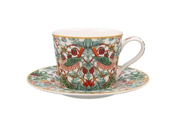 William Morris White Strawberry Thief Cup & Saucer