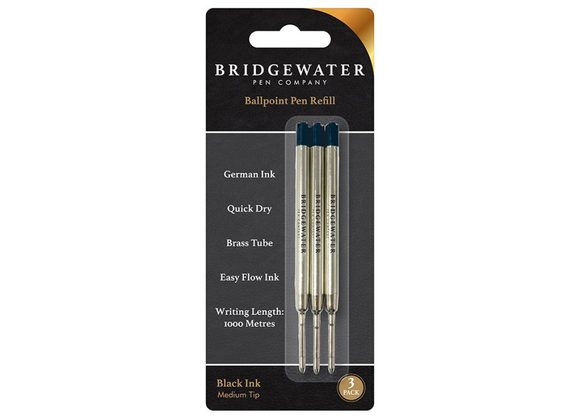 Bridgewater Black Ballpen Refill 3 Pack