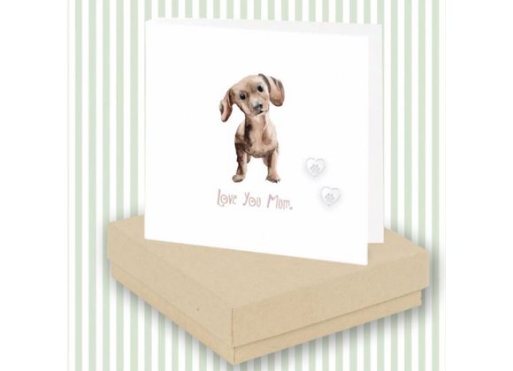 Dachshund Love You Mum Card & Earrings by Crumble & Core -  Boxed 