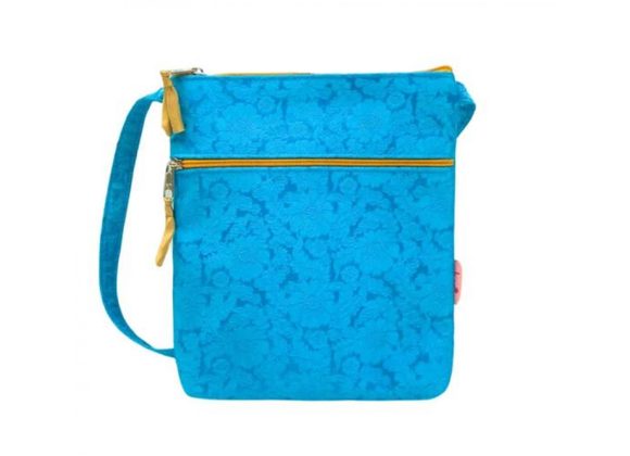 Aqua Blue Silk Mix Cross Body Purse Bag by Lua