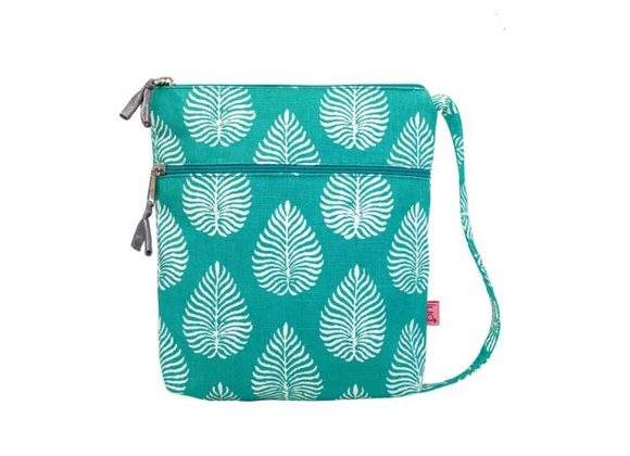 Aqua Leaf printed Small Cross Body Bag by Lua