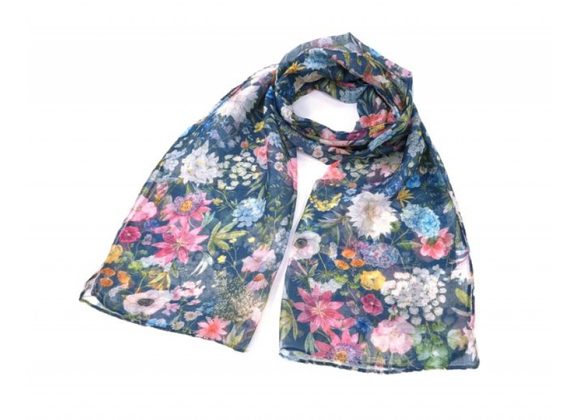 Navy Floral Scarf by The Scarf Giraffe SS25