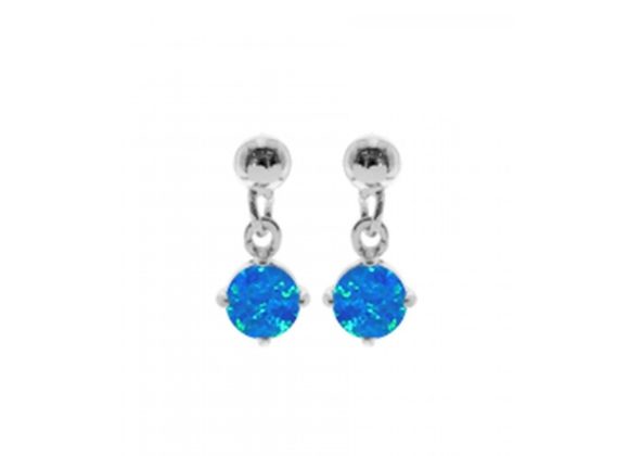 925 Silver Stud Earrings with blue opalique drop