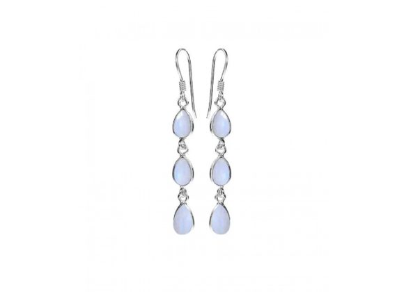 925 Silver triple teardrop Moonstone Earrings