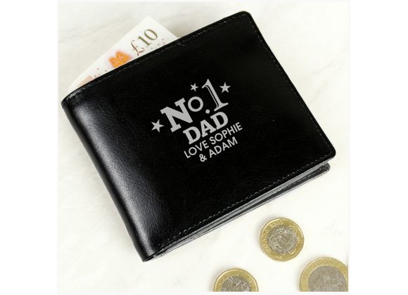 Personalised No.1 Black Leather Wallet