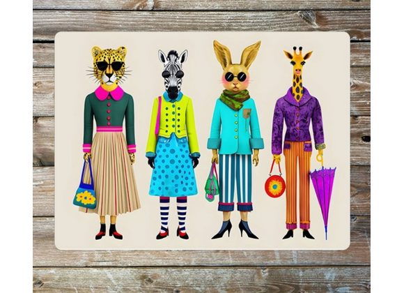 Animal Characters Wearing Vibrant Clothes Metal Sign - 6