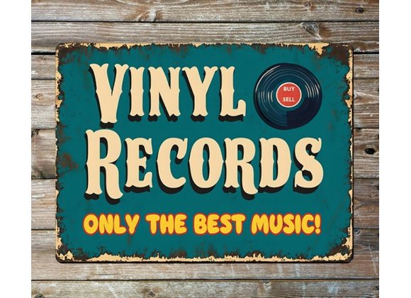 Vinyl Records Metal Sign - 6