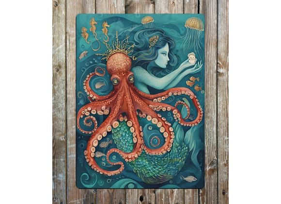 Mermaid & Octopus Metal Sign - 6