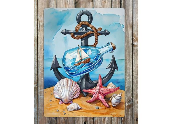 Anchor Beach Scene Metal Sign - 6