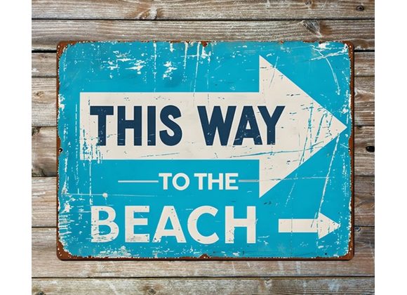 This Way To The Beach Metal Sign - 6