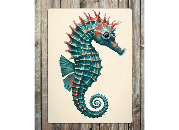 Green Seahorse Metal Sign - 6