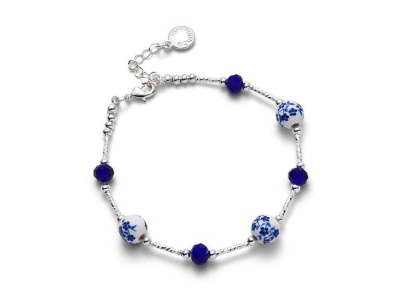 Ceramic & Blue stone Silver Plated Bracelet by Equilibrium