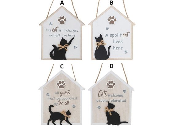Cat Hanging HousePlaque