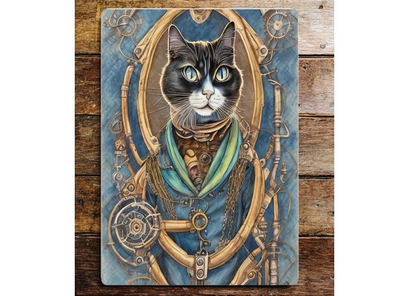 Steampunk Cat Sailor Metal Sign - 6