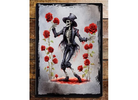 Personification of Death Red Roses Metal Sign - 6