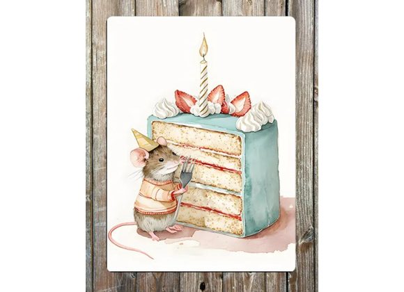 Mouse with Cake metal Sign - 6