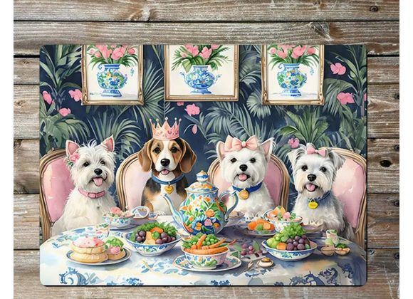 Dogs Tea Party Metal Sign - 6