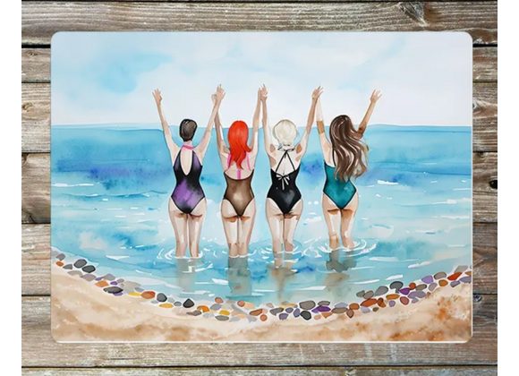 Ladies exercising in the sea Metal Sign - 6