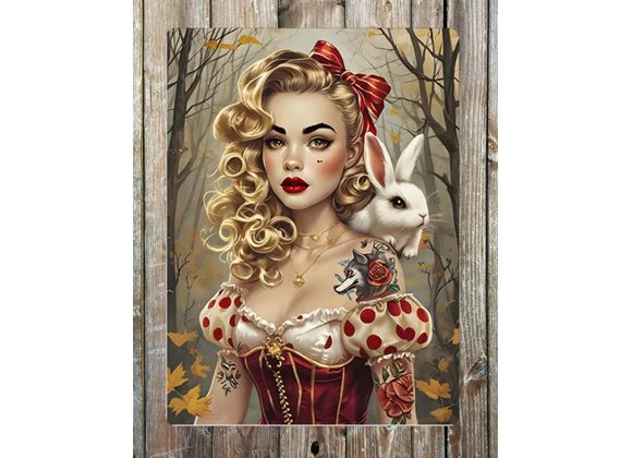 Alice Tattoo Rabbit Metal Sign - 6