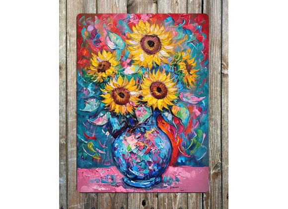 Sunflowers in Vase Metal Sign - 6