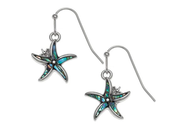 Starfish inlaid Paua shell earrings by Tide Jewellery