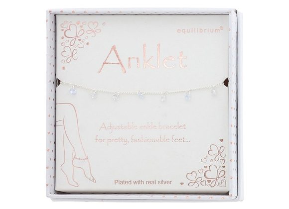 Sparkle droplets Silver Plated Anklet by Equilibrium