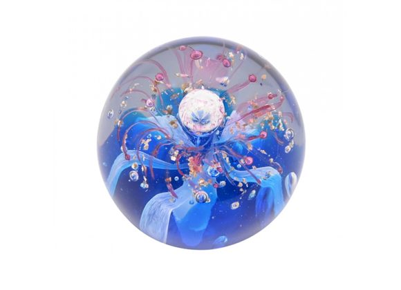 Pink & Blue glass Paperweight by Objets D'art