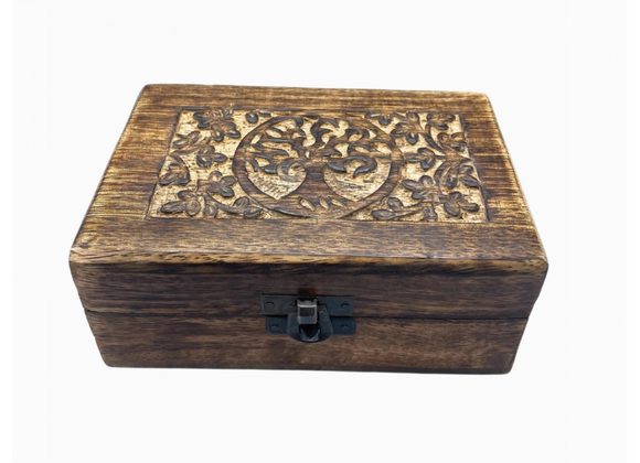 Rectangular Wooden Box - Tree of Life pattern
