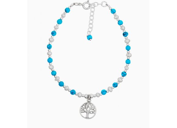 925 Silver Turquoise Bracelet with Tree of Life Charm