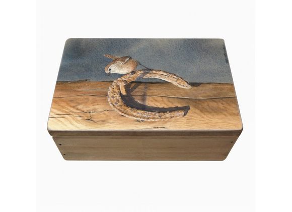 Wren & Horseshoe rustic wooden storage box