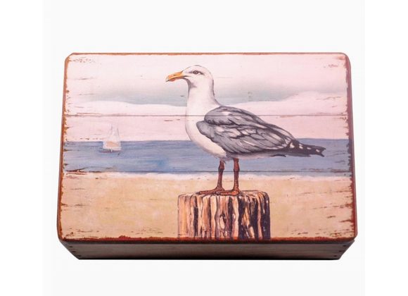 Seagull rustic wooden storage box