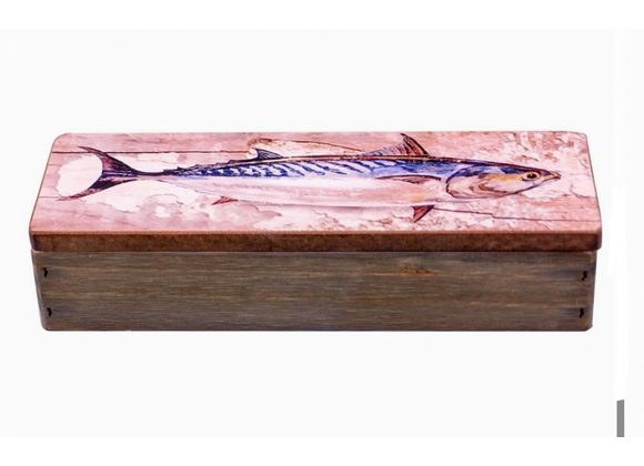Mackerel rustic wooden storage box