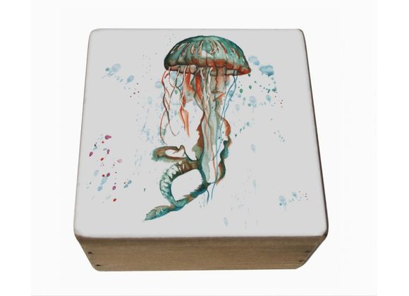 Jellyfish rustic wooden storage box