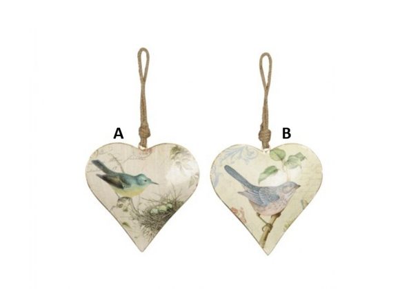 Bird print metal heart shape decoration 6