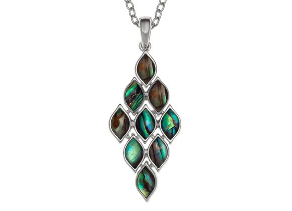 Articulated diamond shape inlaid Paua Shell Pendant