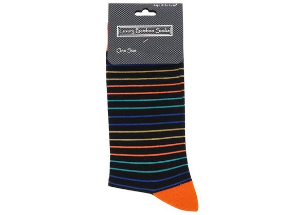 Stripes Men's Black Bamboo Socks