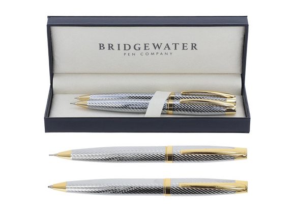 Bridgewater Lancaster Chrome & Gold Ball Pen & Pencil Set