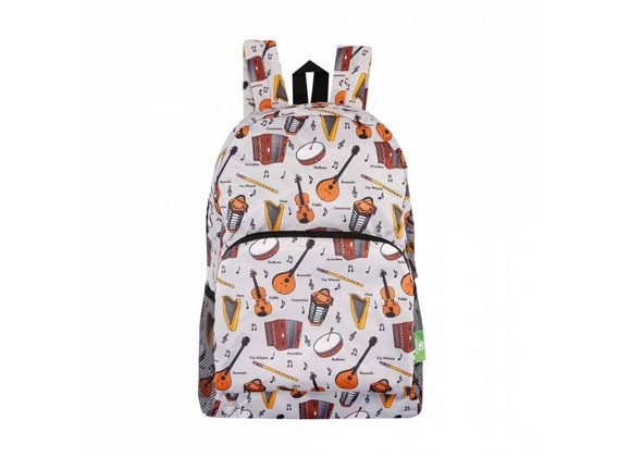 Grey Music Lightweight Foldable Backpack by Eco Chic