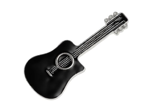 Black Guitar Pin Badge