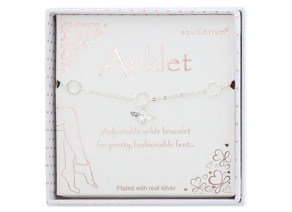 Honeycomb Bee Silver Plated Anklet by Equilibrium