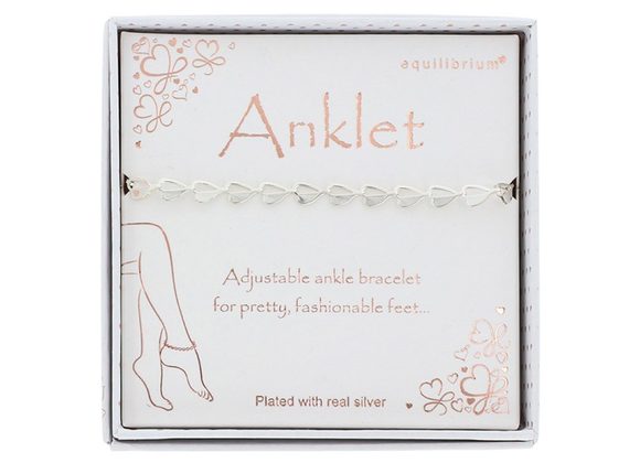 Modern Hearts Silver Plated Anklet by Equilibrium