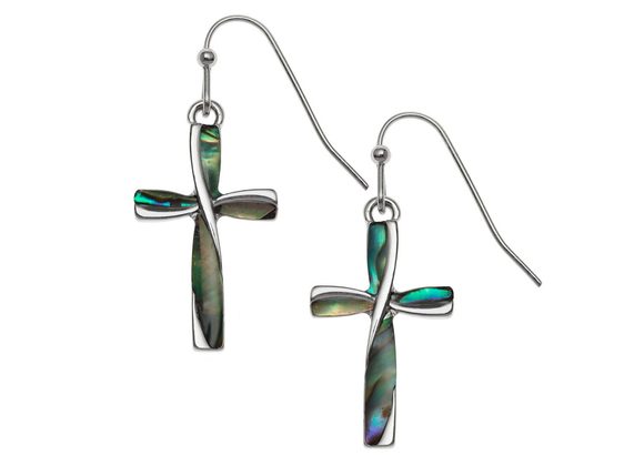 Paua shell Cross earrings by Tide Jewellery