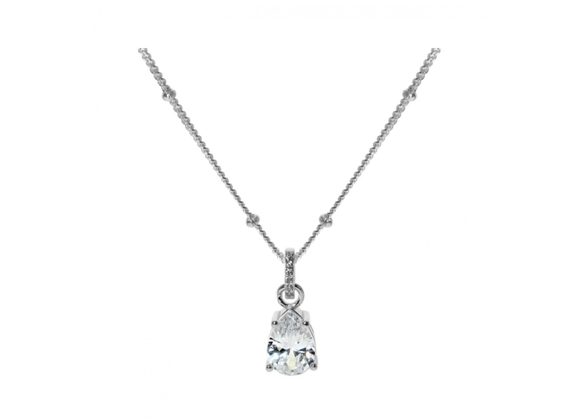 925 Silver & Teardrop CZ Pendant & Chain