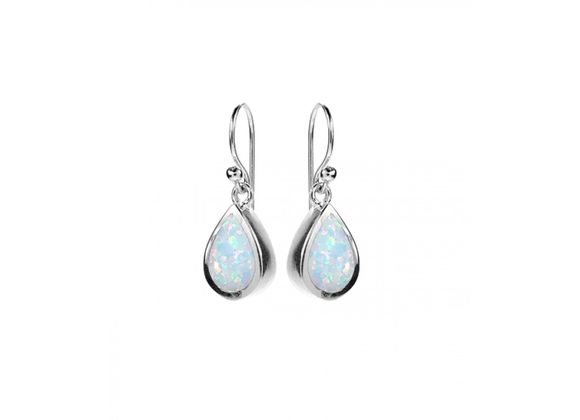 925 Silver & White Opalique Teardrop Earrings