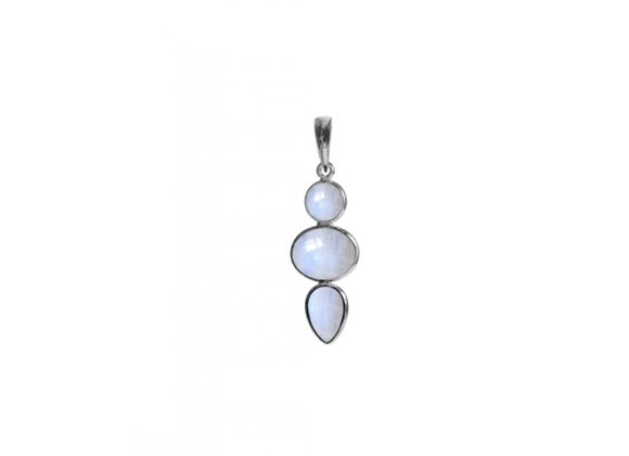 925 Silver & Mixed shapes triple Moonstone Pendant and Chain