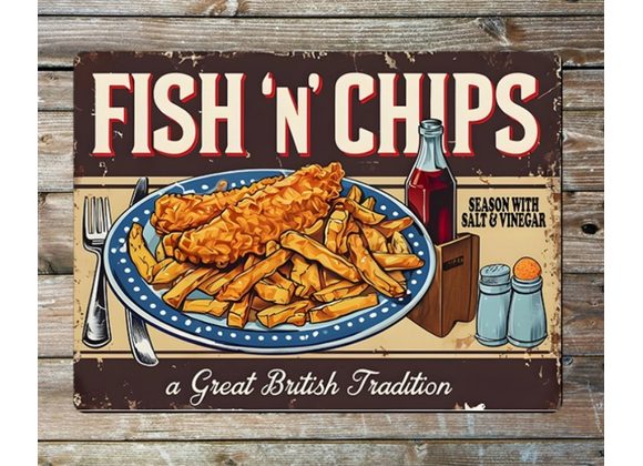Fish & Chips Metal Sign - 6